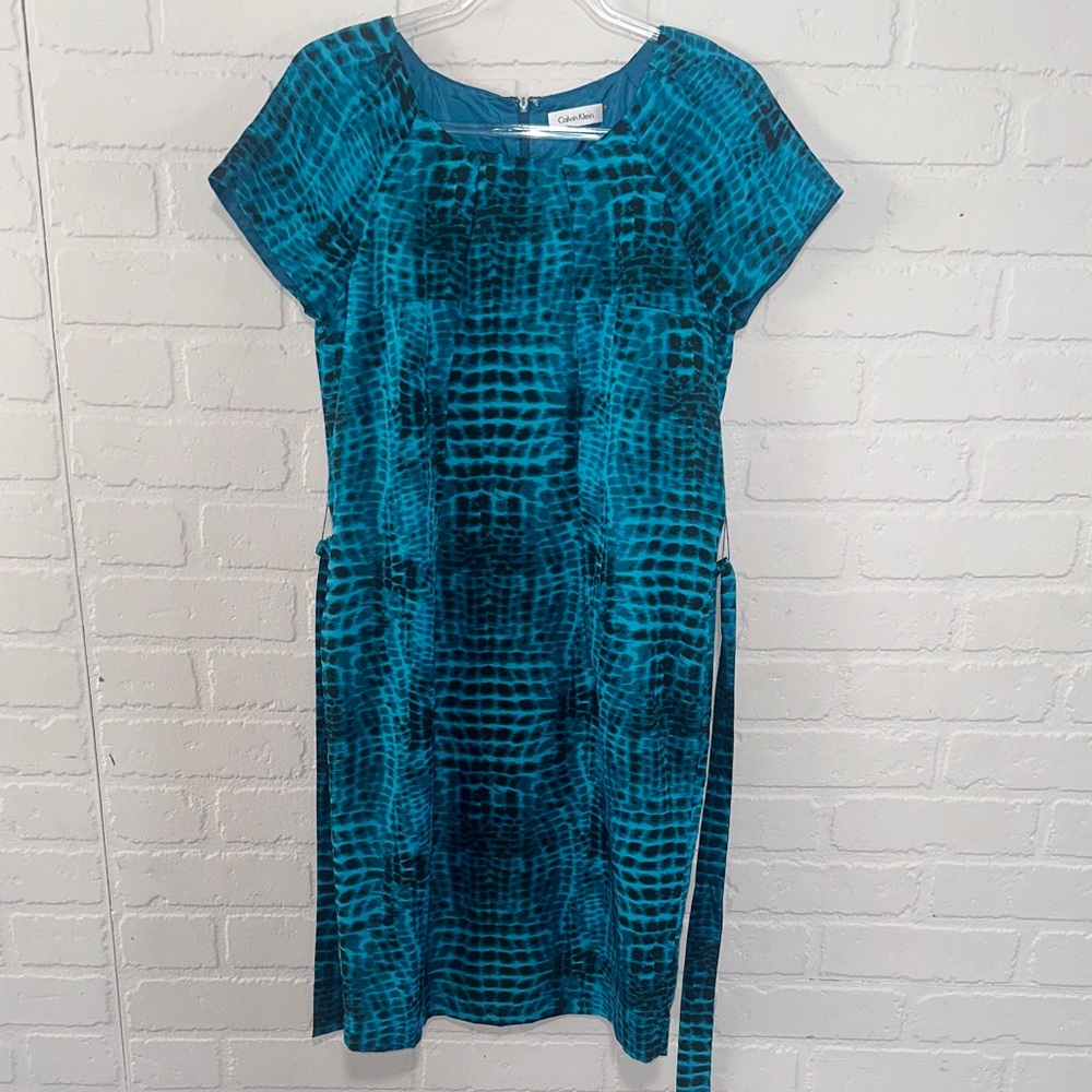 Calvin Klein Blue Patterned Midi Dress